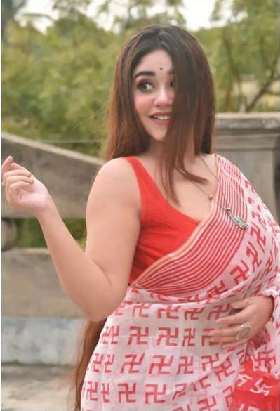 Mangalya Premium Digital Print Original Linen Saree with Tassels