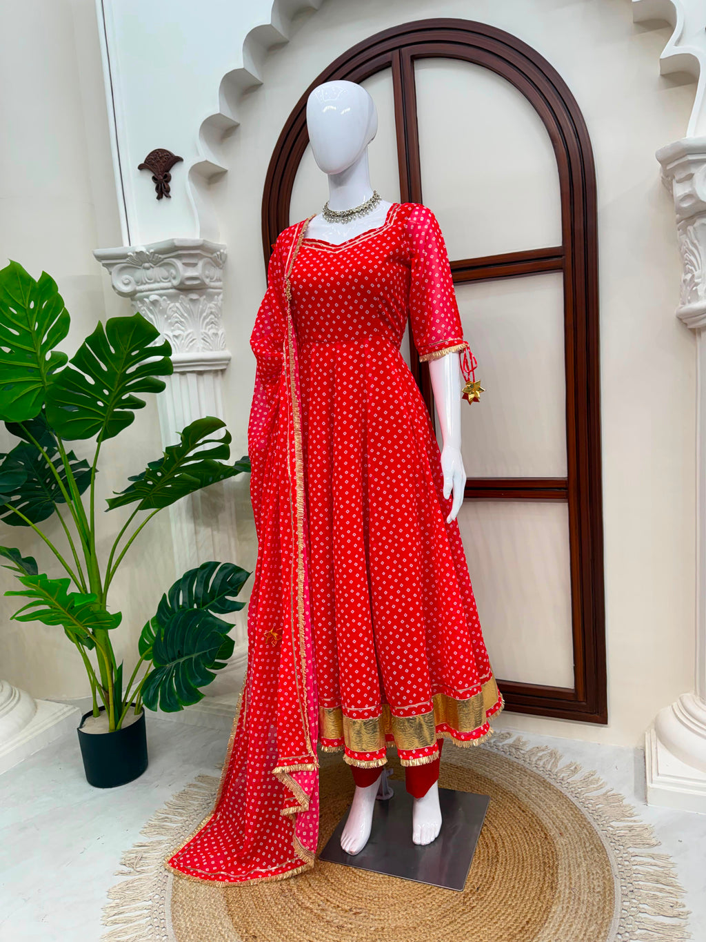 Digitally Printed Faux Georgette Flared Anarkali Set with Micro Cotton Pant & Dupatta