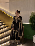 3-Piece French Crepe Zari Embroidered Kurti & Palazzo Set