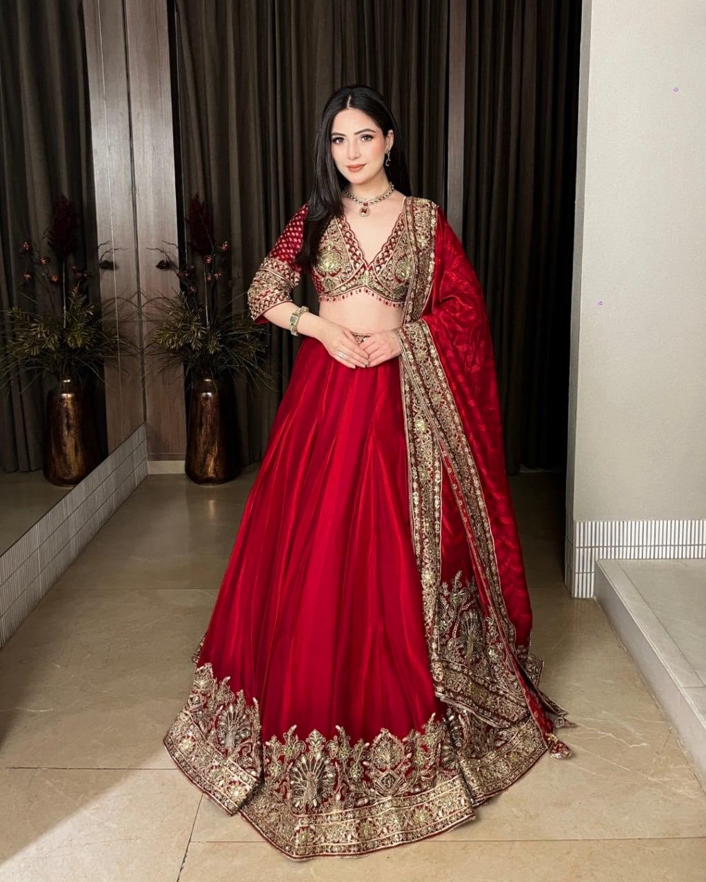 Heavy Chinon Silk Lehenga Choli Set with Sequence Coding Work & Digital Print Dupatta