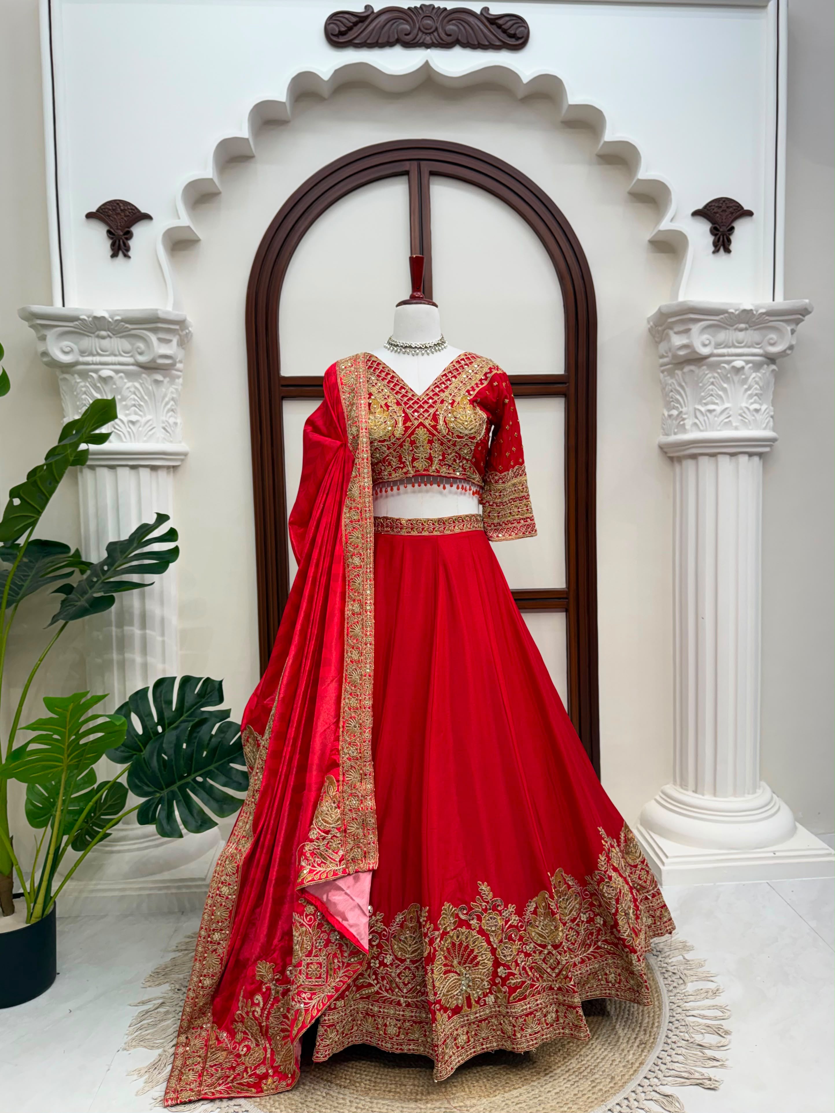 Heavy Chinon Silk Lehenga Choli Set with Sequence Coding Work & Digital Print Dupatta