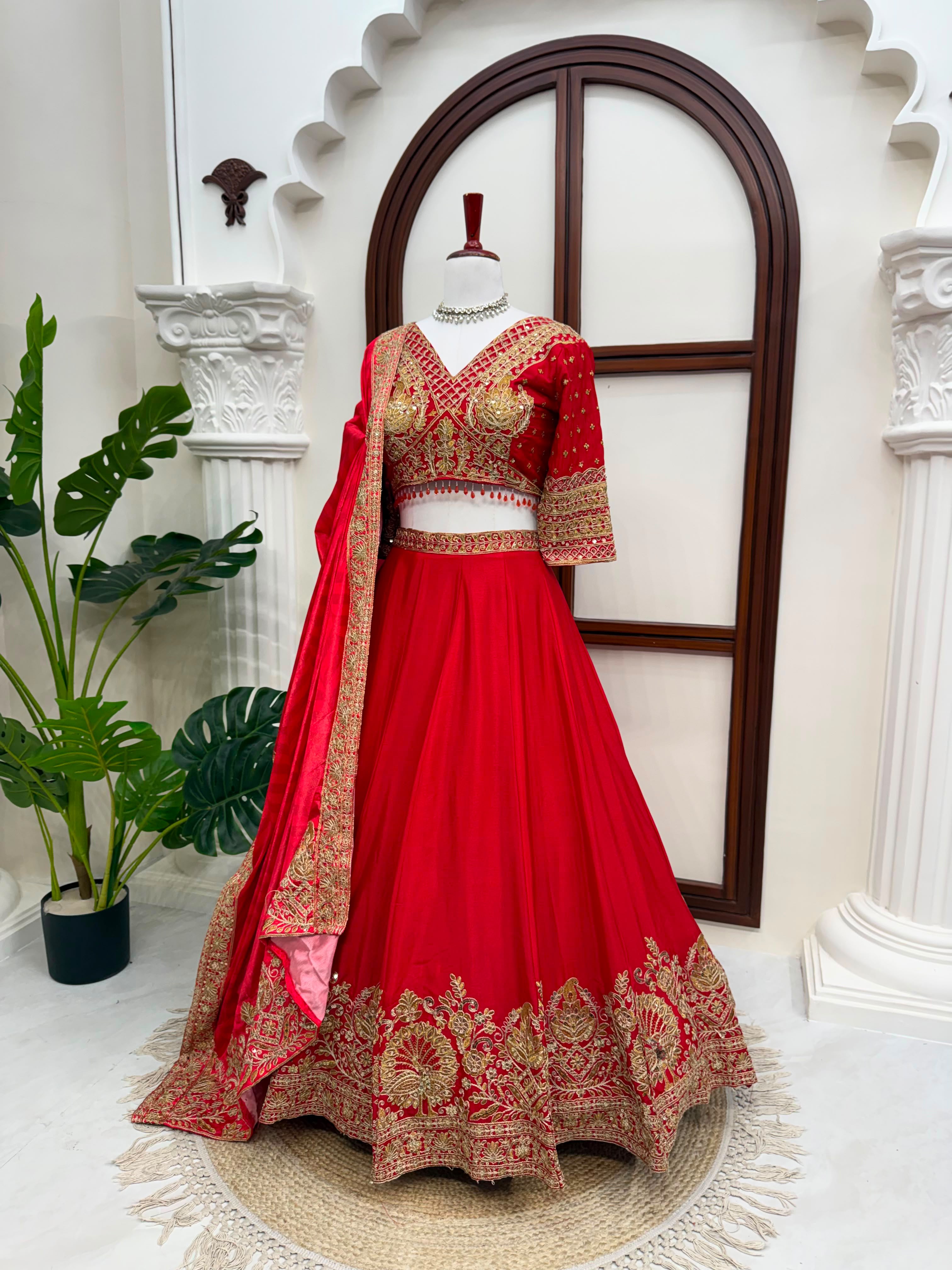 Heavy Chinon Silk Lehenga Choli Set with Sequence Coding Work & Digital Print Dupatta