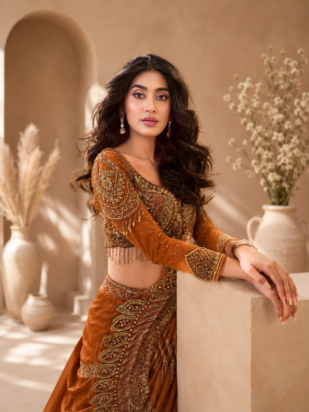 Ready-to-Wear Rangoli Silk Drape Saree with Embroidered & Sequined Blouse