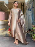 Pure Kanjivaram Glass Tissue Handwork Suit Set with Jacquard Dupatta & Bracelet
