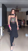 Real Mirror Work Faux Georgette Kurti Set with Digitally Printed Dupatta