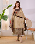 Designer Jaipuri Pure Cotton Printed Suit Set with Neck Handwork, Pant & Dupatta