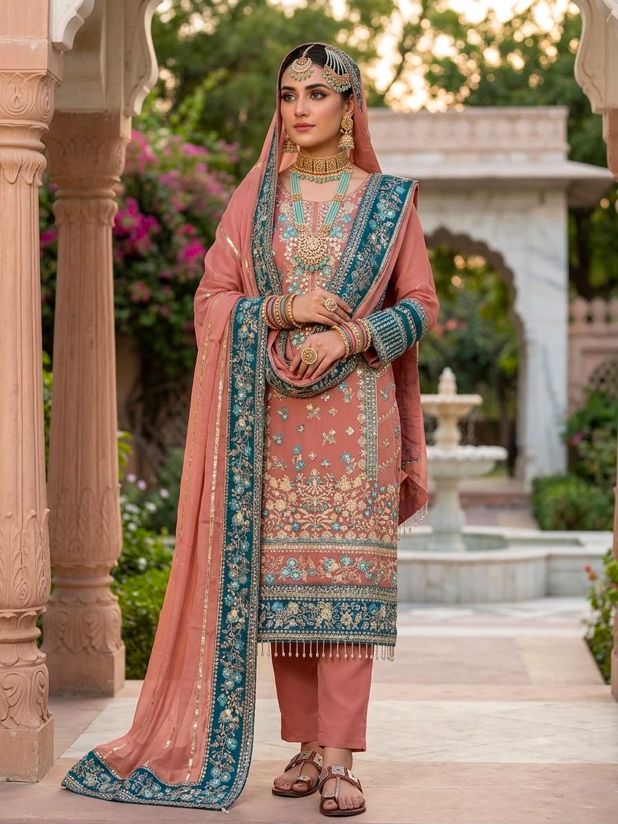 Heavy Embroidery Georgette Suit Set with Dupatta – Fully Stitched