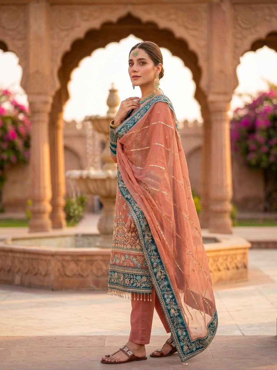 Heavy Embroidery Georgette Suit Set with Dupatta – Fully Stitched