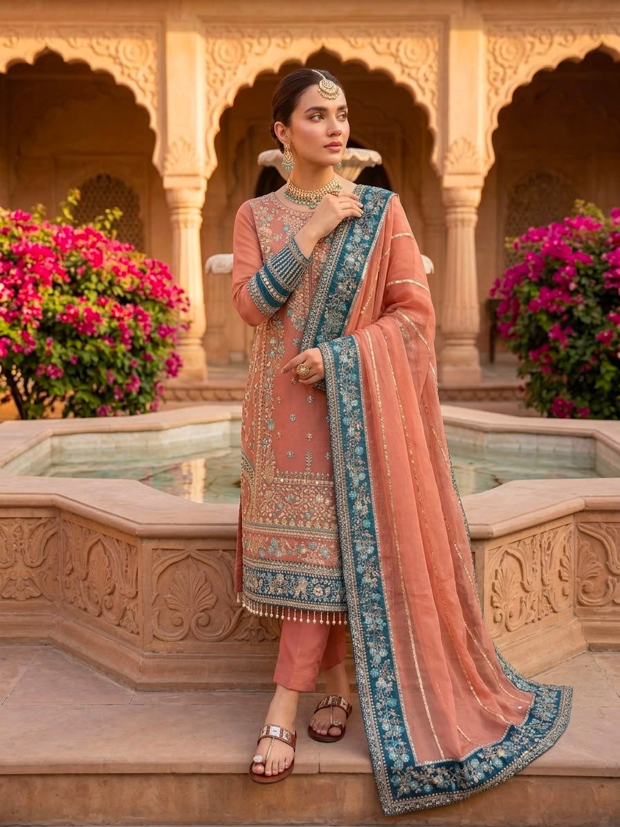 Heavy Embroidery Georgette Suit Set with Dupatta – Fully Stitched