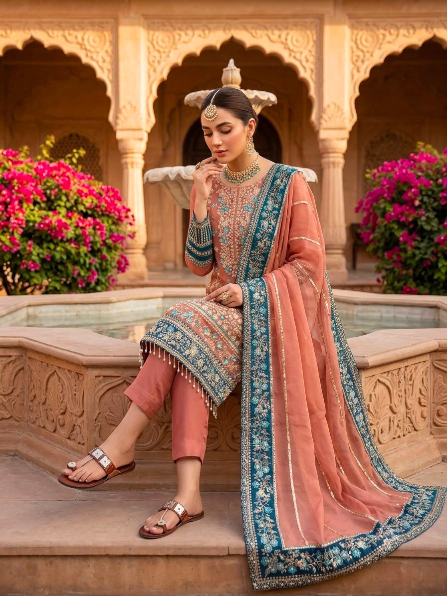 Heavy Embroidery Georgette Suit Set with Dupatta – Fully Stitched