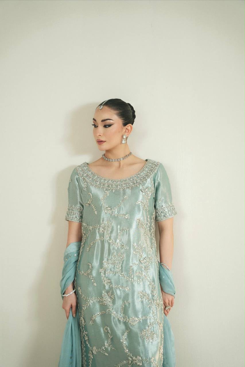 Pure Viscose Chanderi Kurta Set with Tabby Organza Dupatta – Fully Stitched