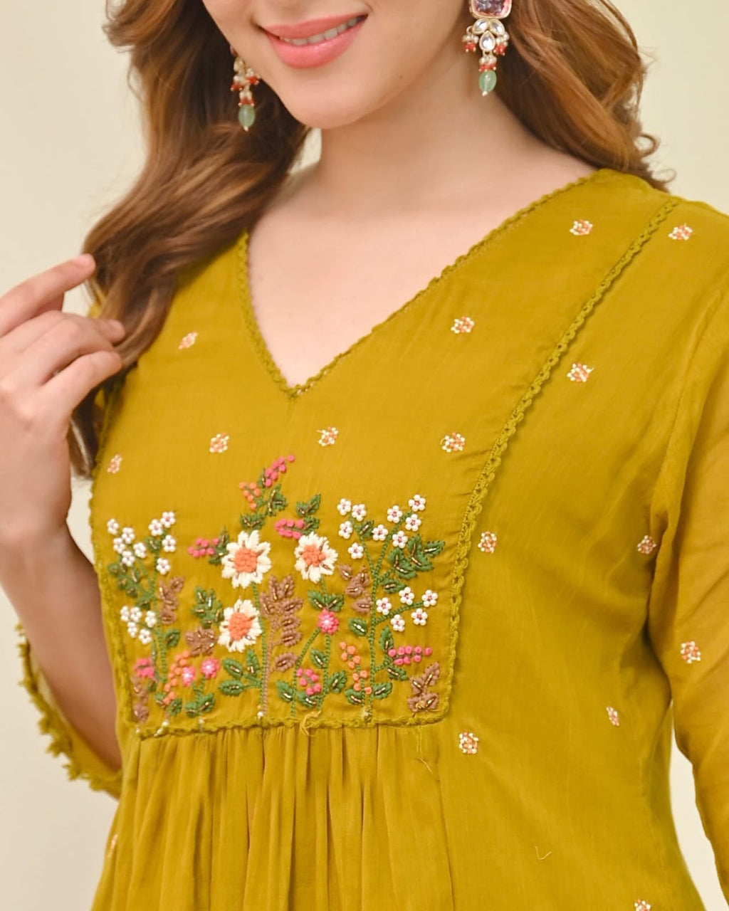 Pure Viscose Mul Chanderi Kurta Set with Embroidered Dupatta