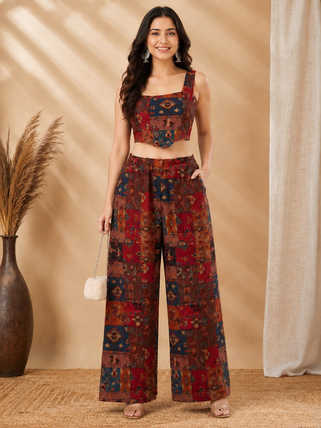 Exclusive Jimmy Organza Co-Ord Set (Blouse & Bottom)