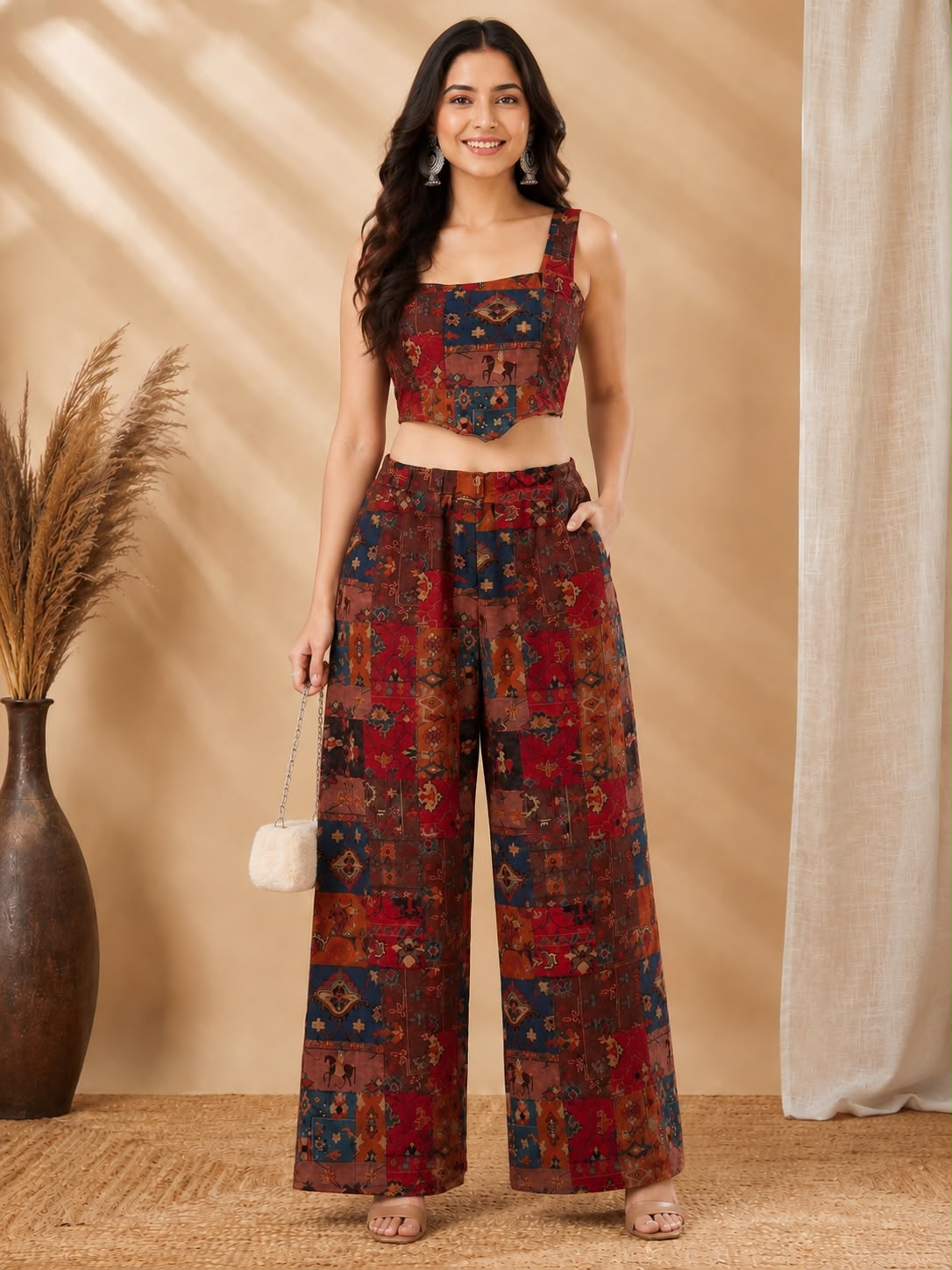 Exclusive Jimmy Organza Co-Ord Set (Blouse & Bottom)