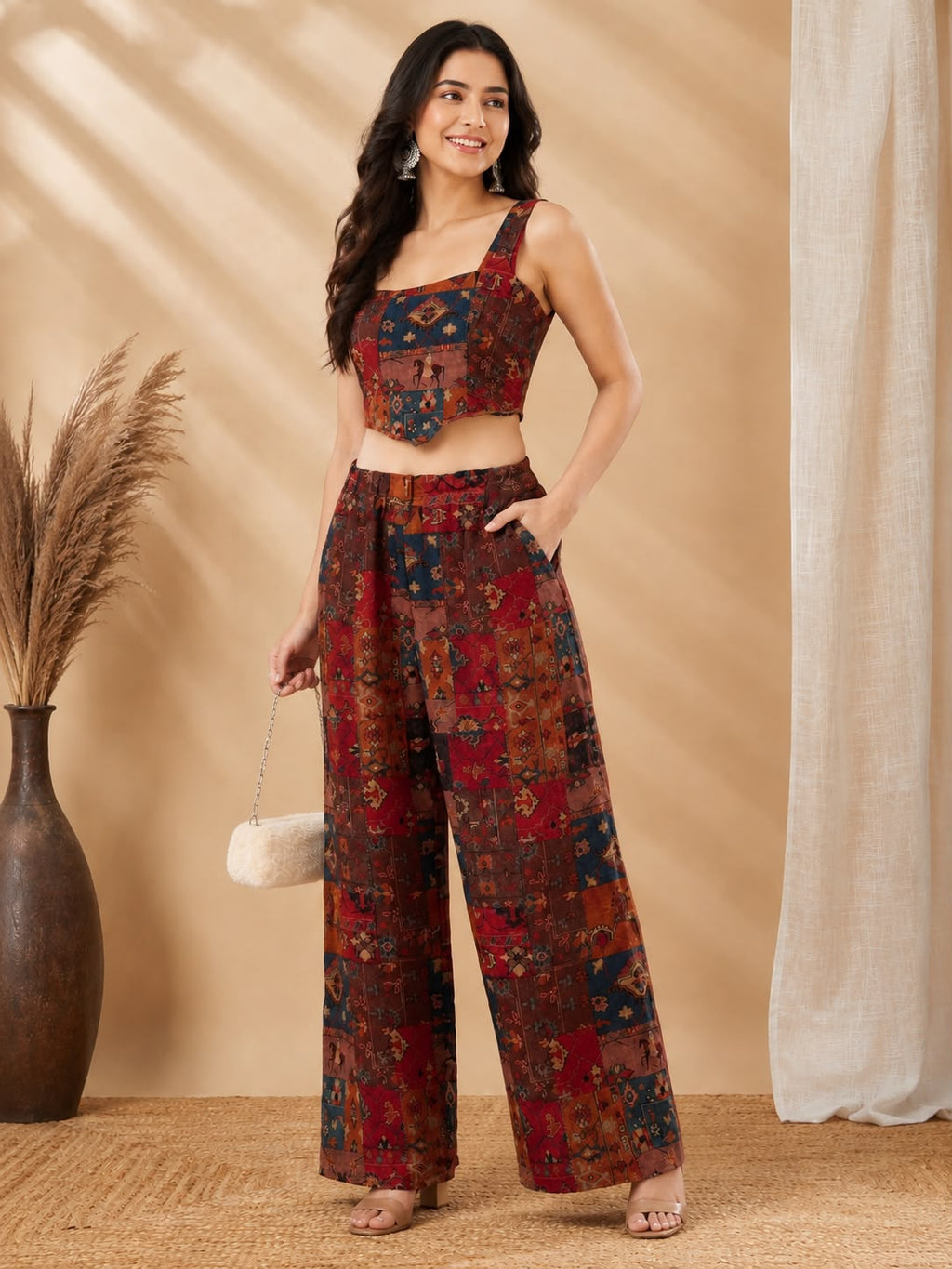 Exclusive Jimmy Organza Co-Ord Set (Blouse & Bottom)