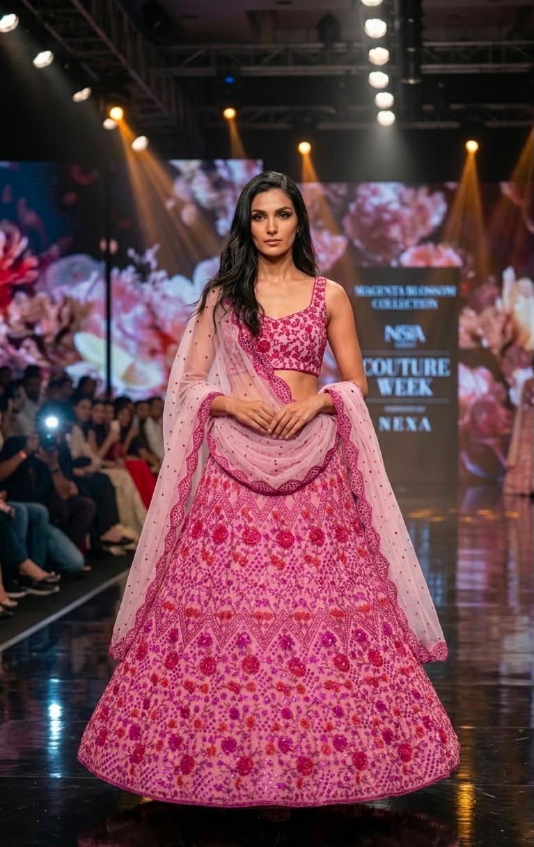 Pretty in Pink Sequins & Zari Embroidered Net Lehenga Choli Set with Dupatta