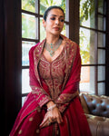 Embroidered Chinon Silk Anarkali Gown with Palazzo & Sequinned Georgette Dupatta