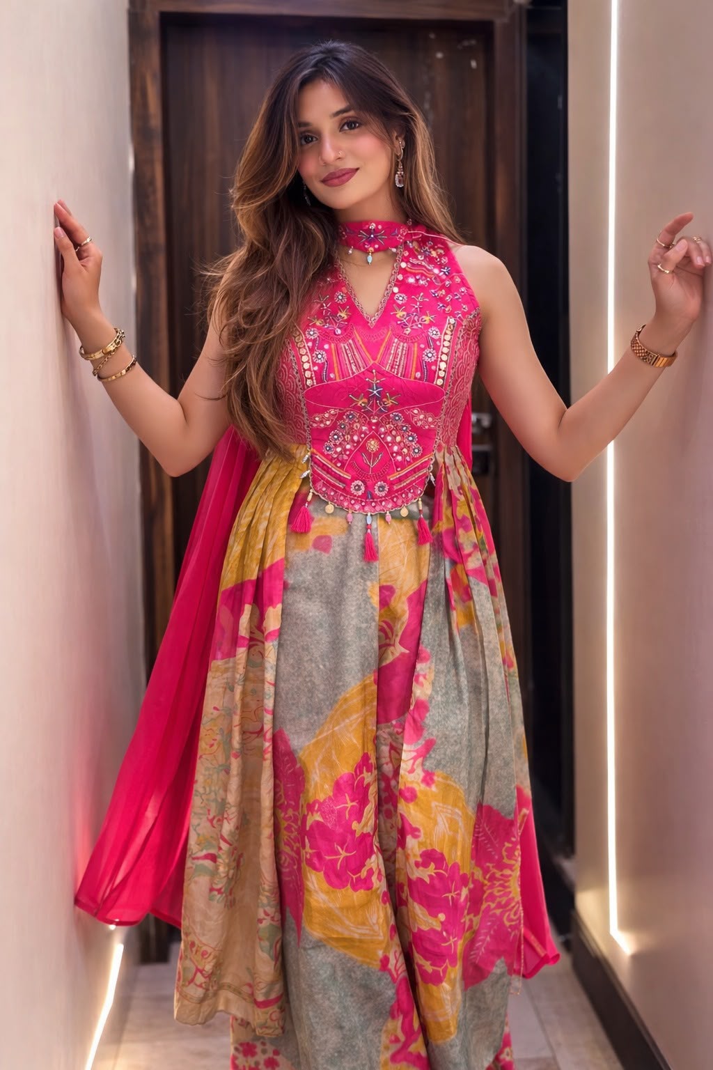 Premium Pure Chinon Handwork Kurti Suit Set with Chiffon Dupatta