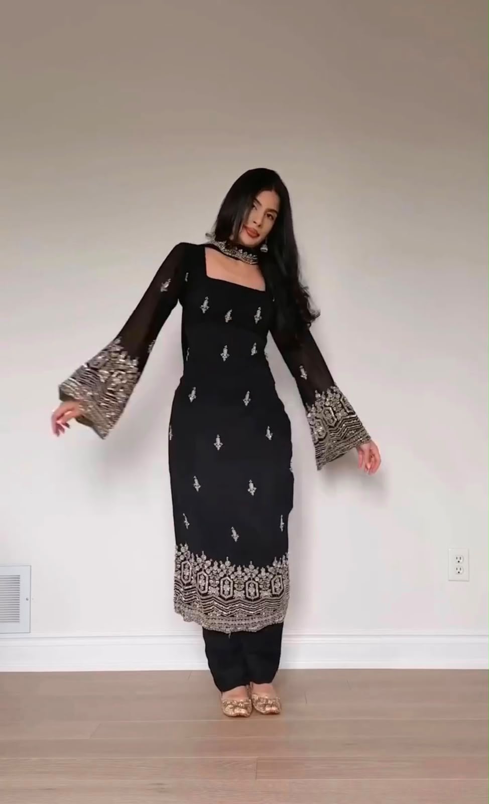 Designer Faux Georgette Embroidered Kurti Set with Pant & Dupatta