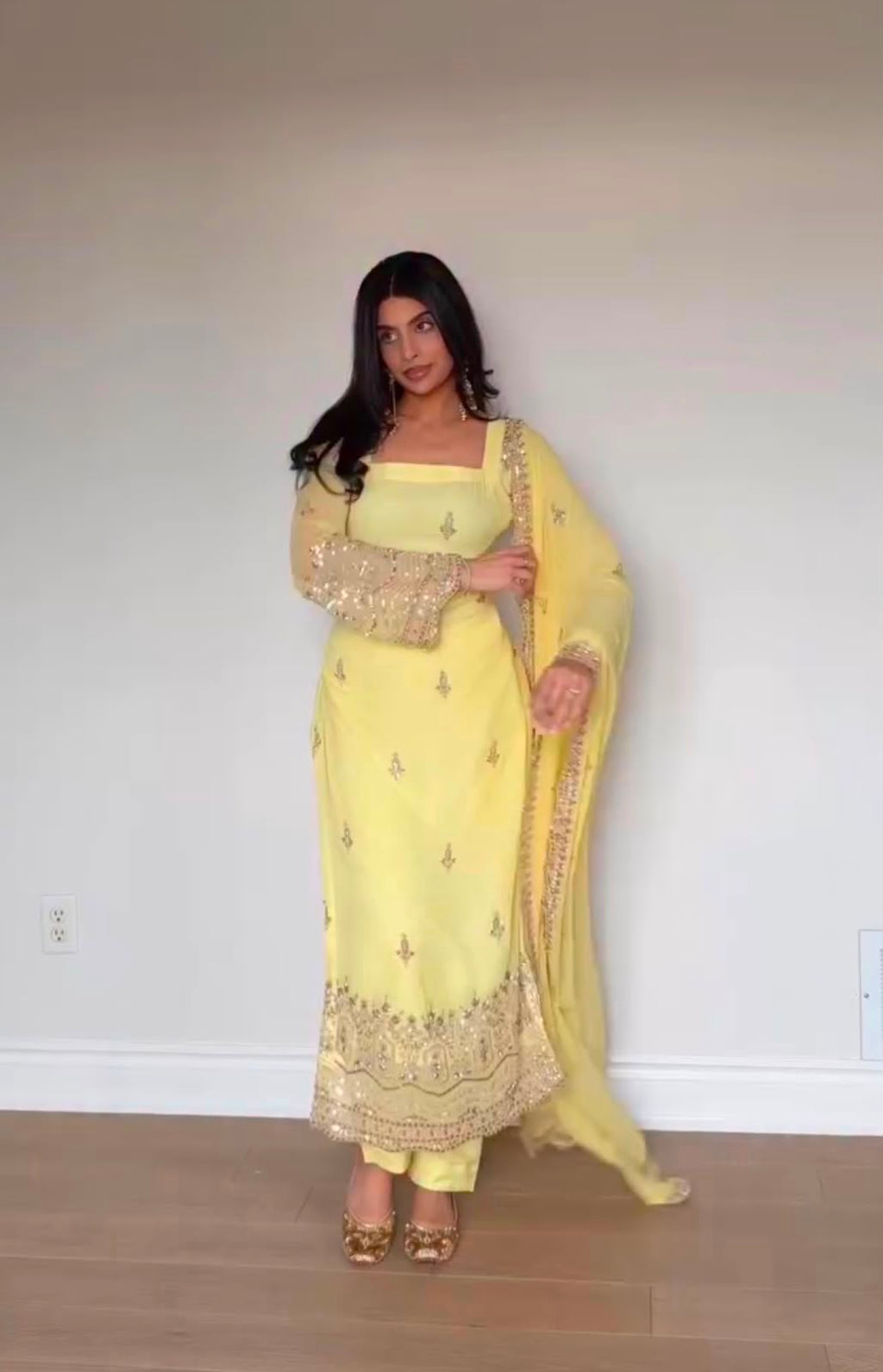 Designer Faux Georgette Embroidered Kurti Set with Pant & Dupatta