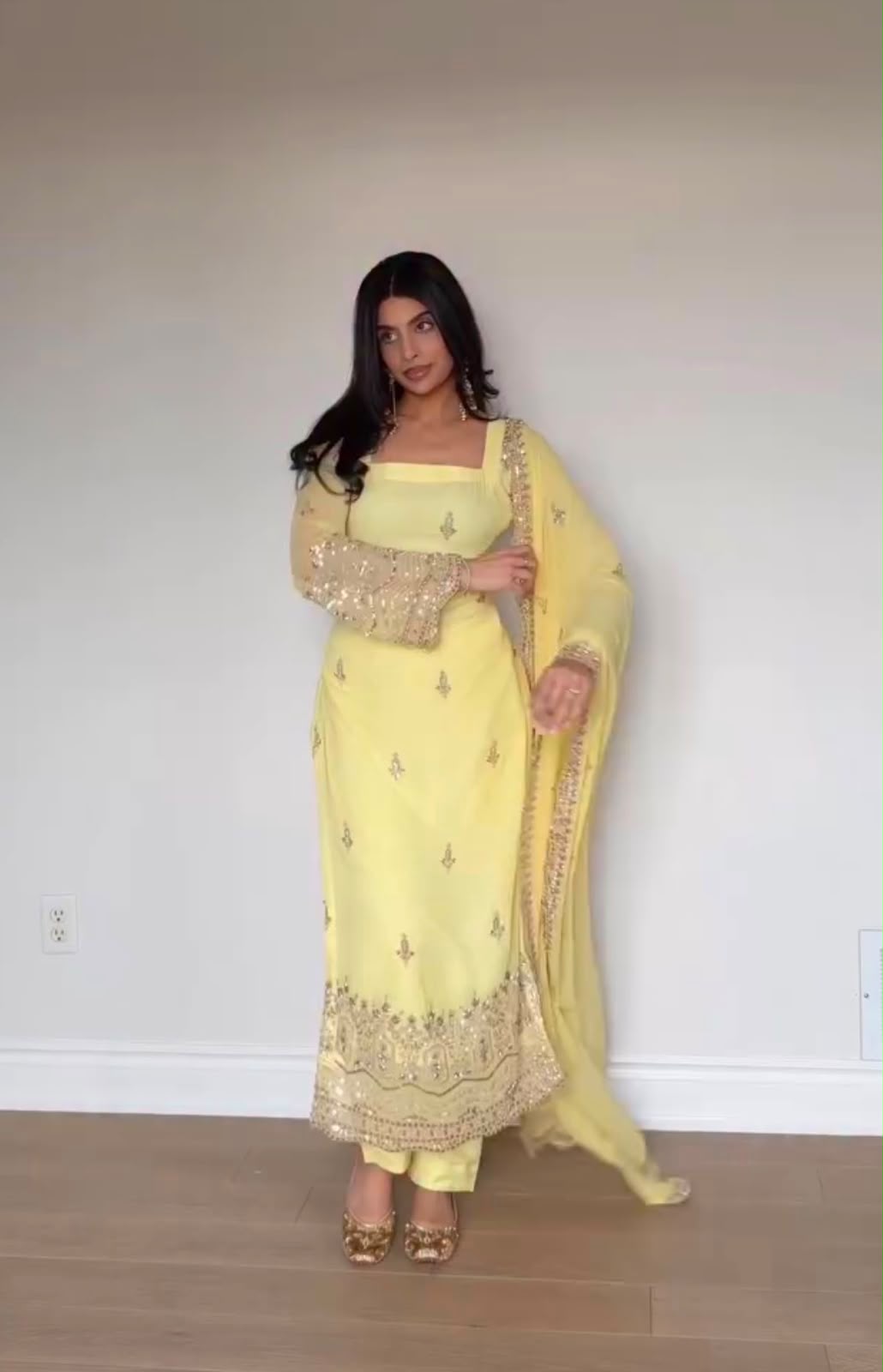 Designer Faux Georgette Embroidered Kurti Set with Pant & Dupatta