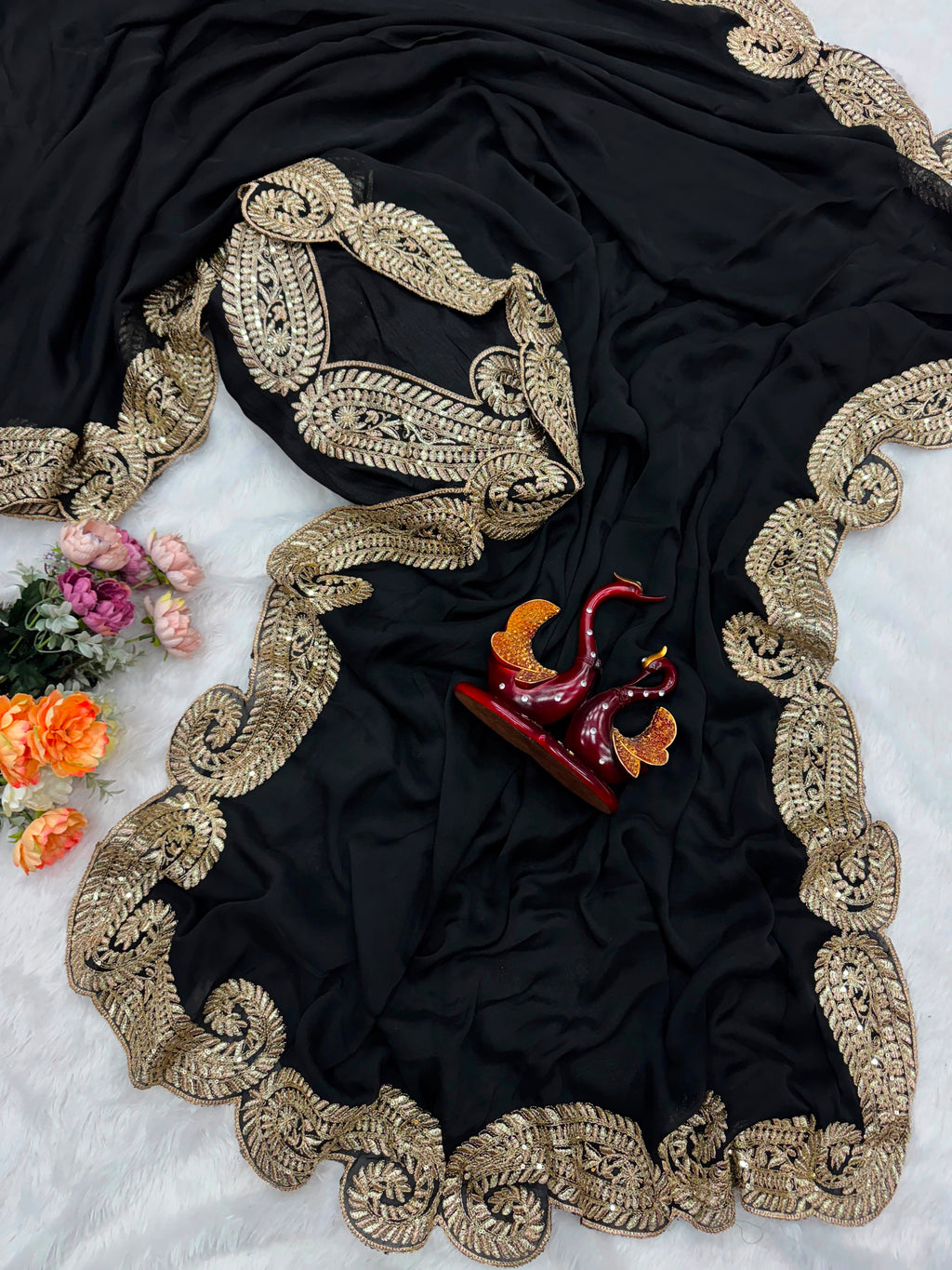 Designer Tibby Silk Saree with Thread & Sequence Embroidery and Mono Banglori Blouse