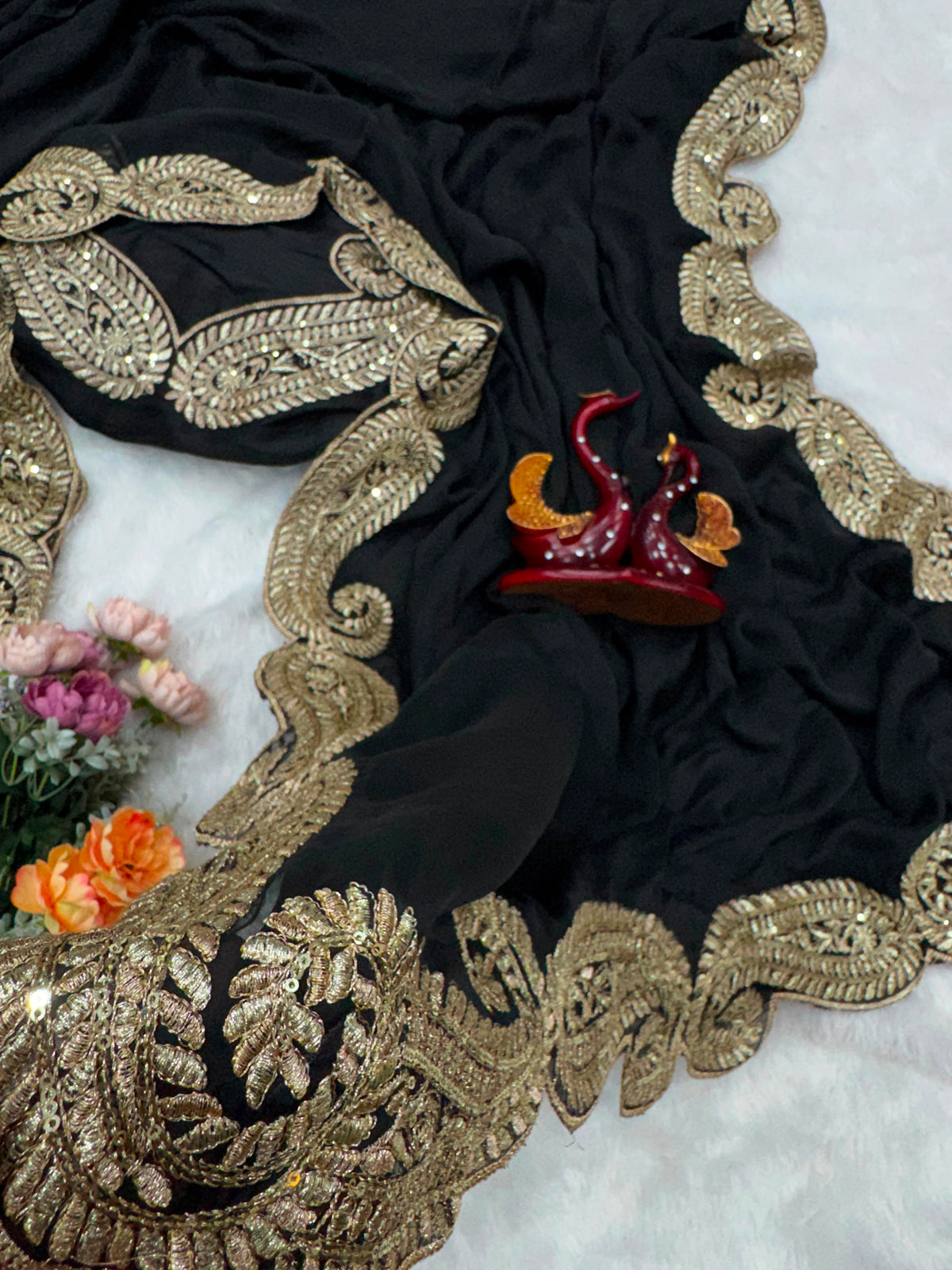 Designer Tibby Silk Saree with Thread & Sequence Embroidery and Mono Banglori Blouse