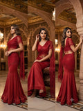 Ready-to-Wear Crape Silk & Butterfly Net Sequins Embroidered Saree