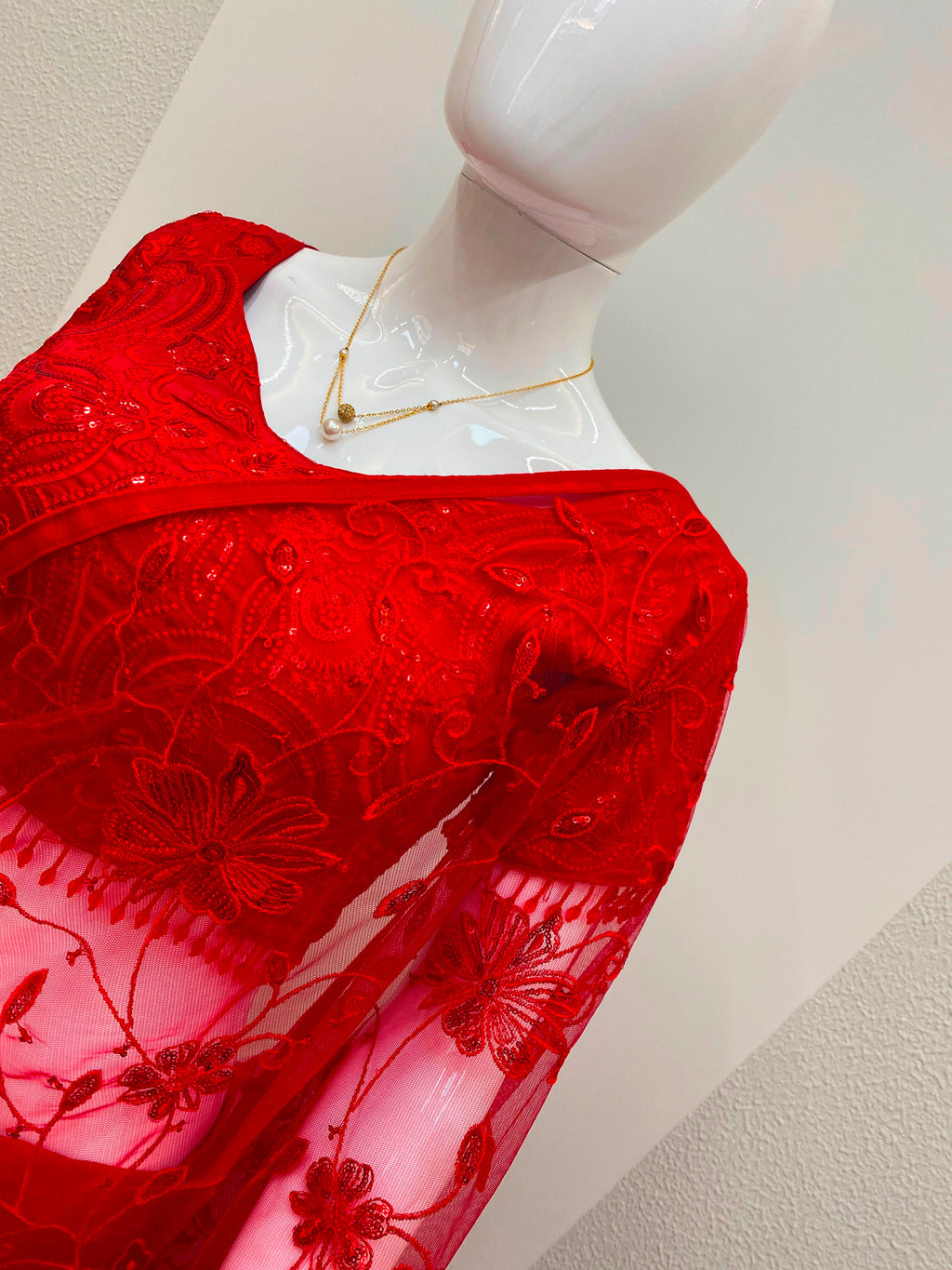 Ready-to-Wear Crape Silk & Butterfly Net Sequins Embroidered Saree