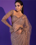 Designer Sequins & Zari Embroidered Net Saree with Satin Inner