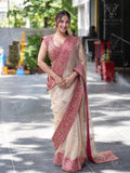 Vastra Designer Champagne Gold Sequins Organza Saree