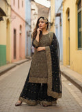 Georgette Sequins & Zari Embroidered Kurti & Plazzo Set with Dupatta
