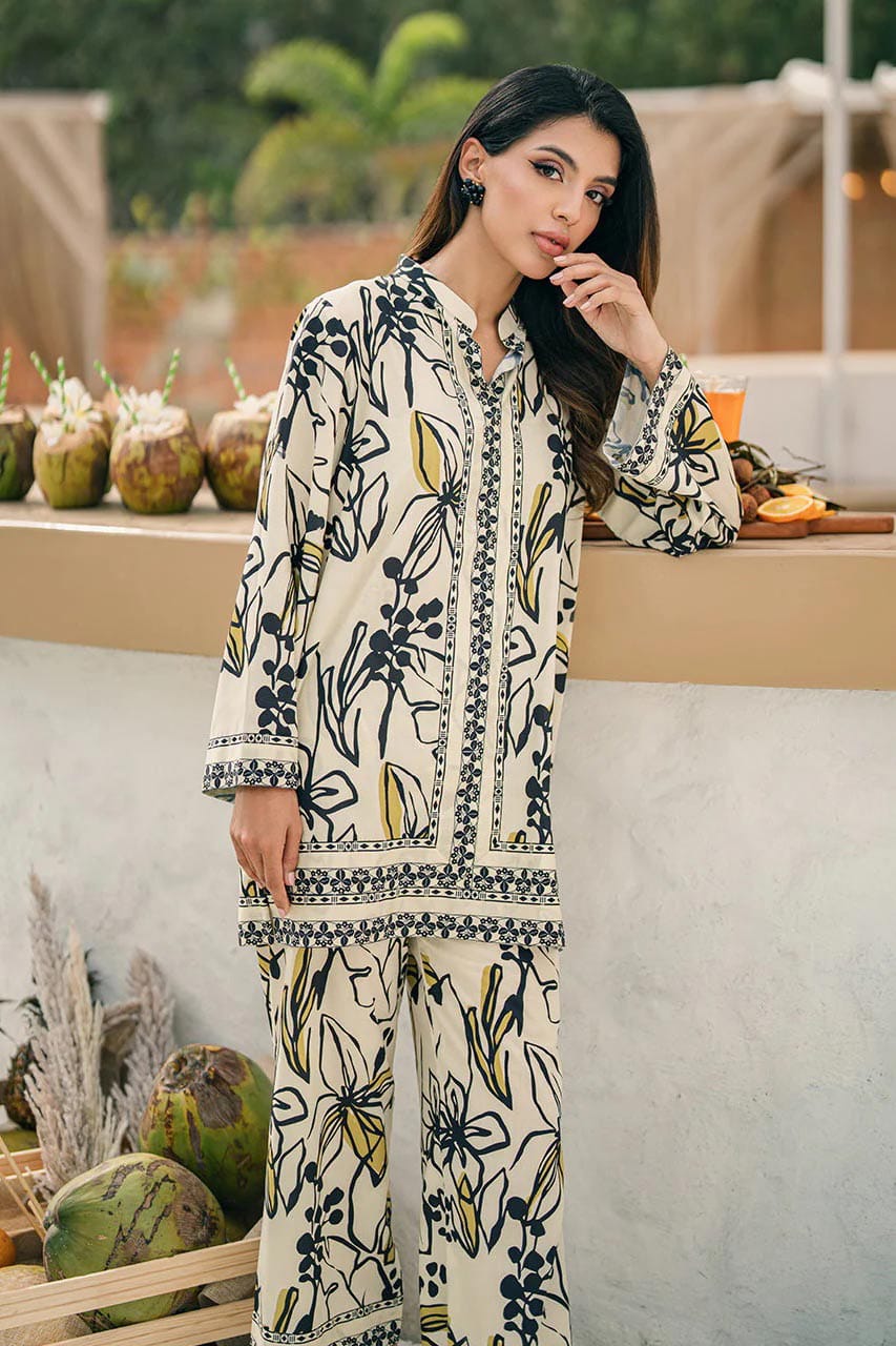 Printed Pure Malai Satin Silk Co-Ord Set – Top & Pant