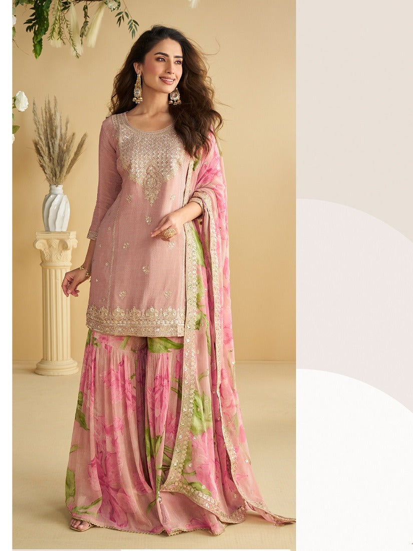 Exclusively Readymade Party Wear Chinon Silk Suit Set