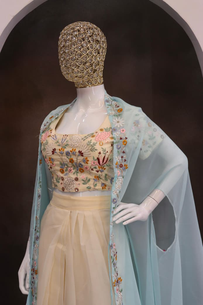 Trending Party Wear Shrug with Lehenga Set