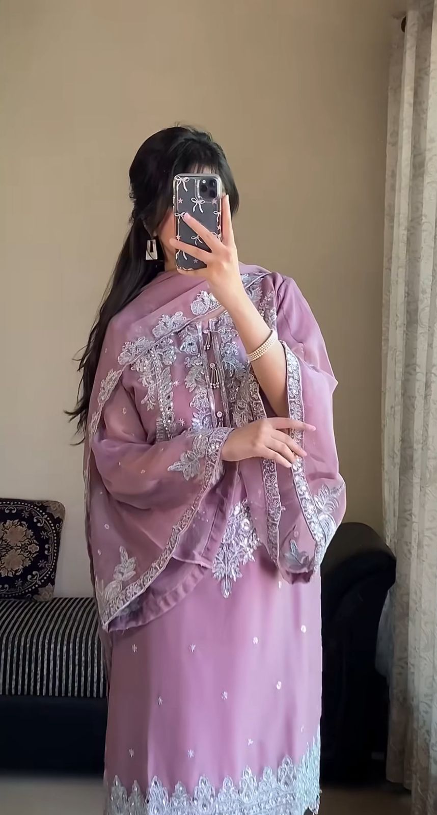 Heavy Soft Assam Silk Pakistani Style Kurti, Pant & Dupatta Set
