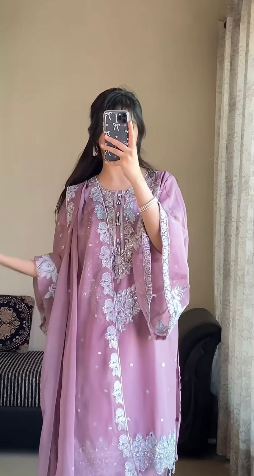 Heavy Soft Assam Silk Pakistani Style Kurti, Pant & Dupatta Set
