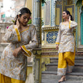 Designer Party Wear Digital Print Top, Farshi Salwar & Dupatta Set