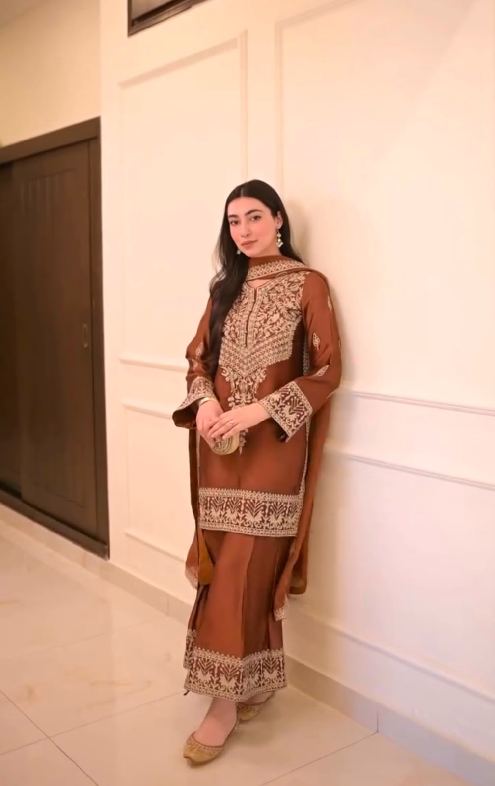 Premium Chinon Silk Embroidered Top, Palazzo & Dupatta Set