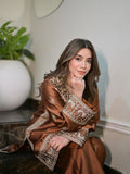Premium Chinon Silk Embroidered Top, Palazzo & Dupatta Set