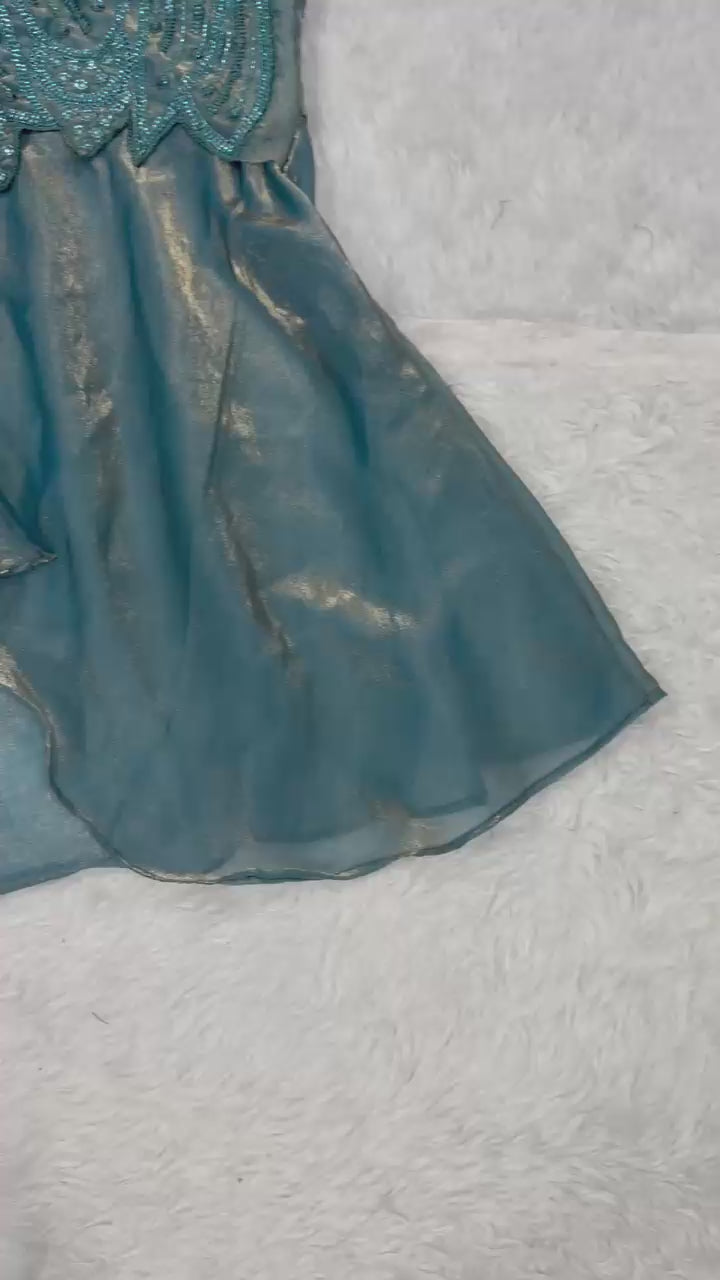 Classy Bead & Moti Handwork Silk Sharara Set