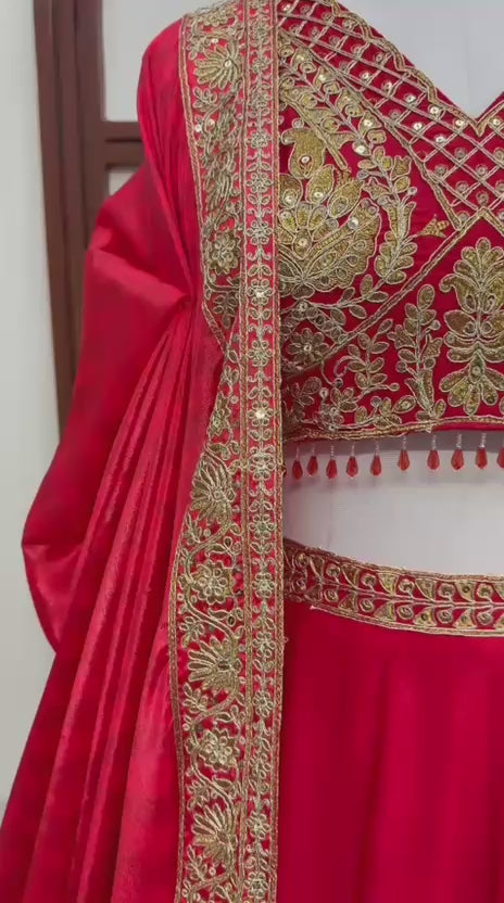 Heavy Chinon Silk Lehenga Choli Set with Sequence Coding Work & Digital Print Dupatta