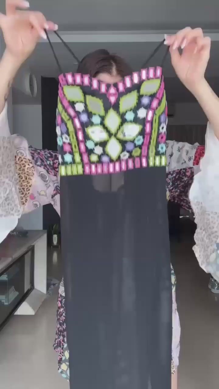 Real Mirror Work Faux Georgette Kurti Set with Digitally Printed Dupatta