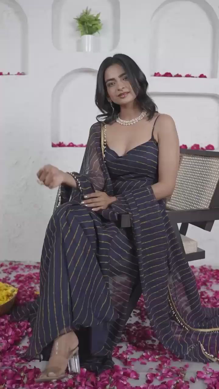 Digital Printed Georgette Anarkali Suit Set with Dupatta & Pants