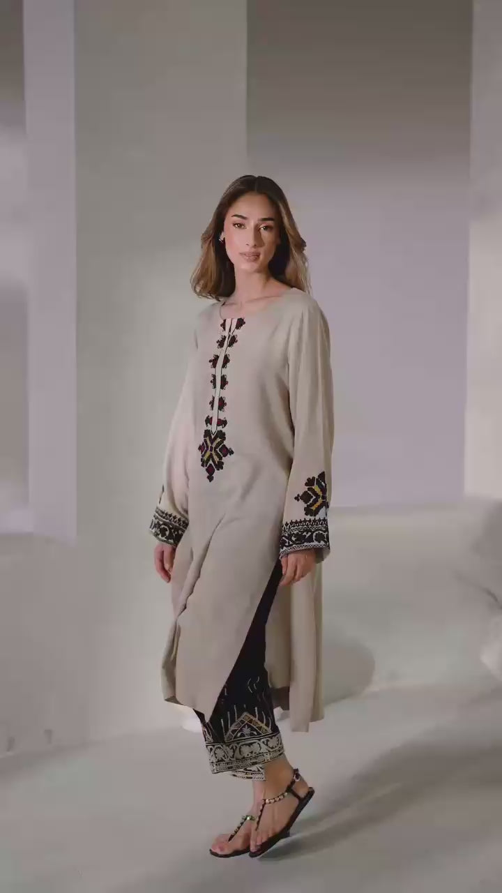 Designer Rayon Satin 3-Piece Kurti & Palazzo Set