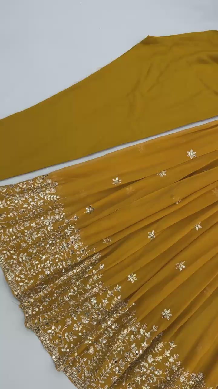 Heavy Georgette Embroidered Sequence Gown Set with Dupatta
