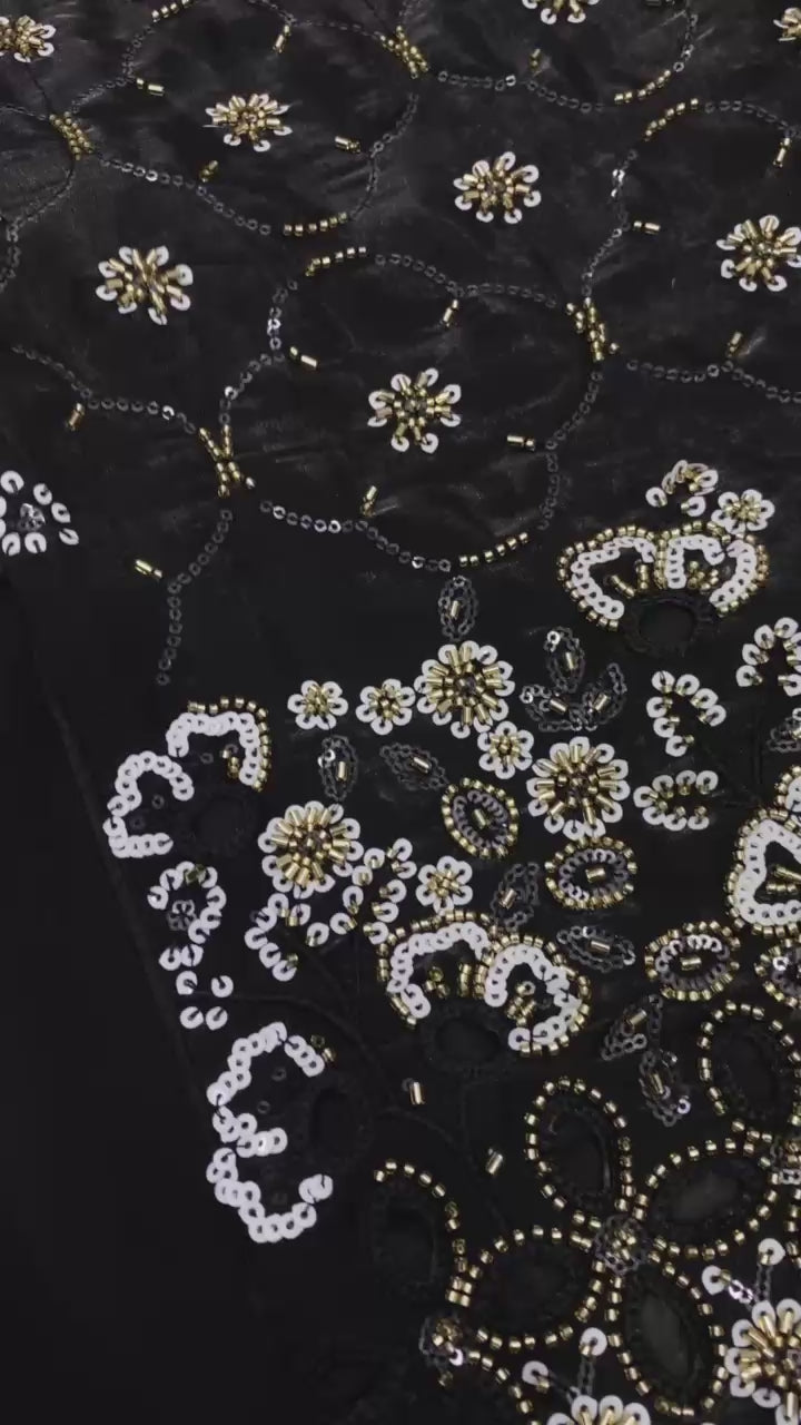 Fendy Silk Beads & Sequins Embroidered Kurti & Plazzo Set with Cut-Work Dupatta